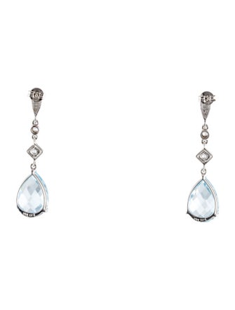 Earrings 14K Topaz & Diamond Drop Earrings