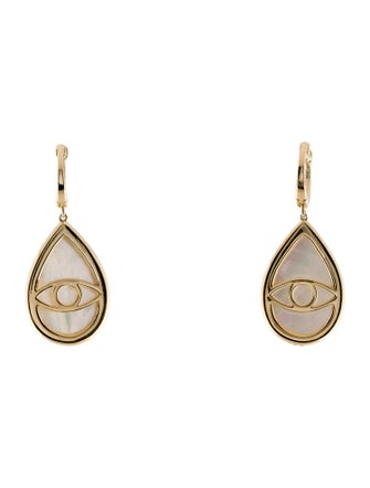 Earrings 14K Mother of Pearl & Diamond Drop Earrings