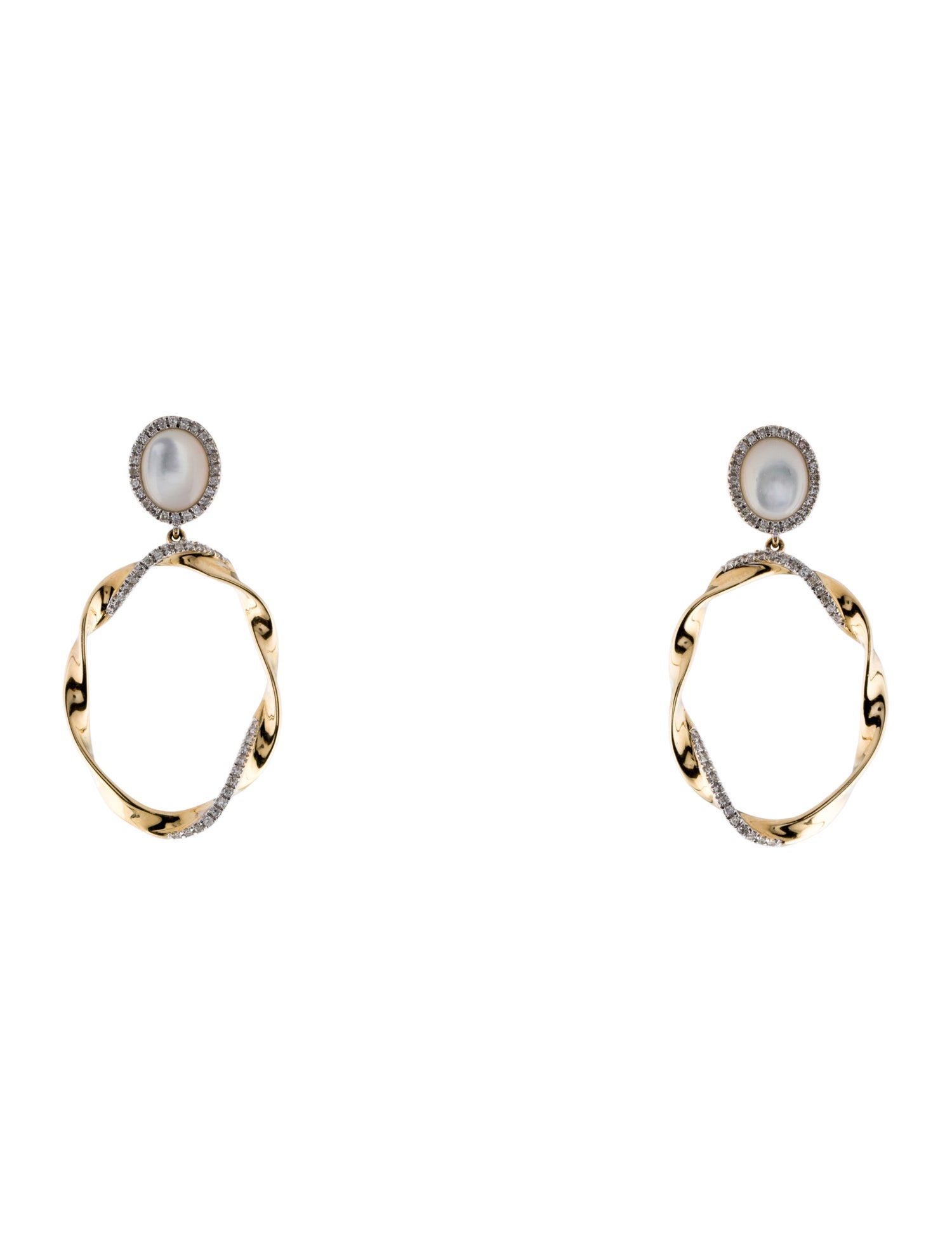 Earrings 14K Mother of Pearl & Diamond Drop Earrings