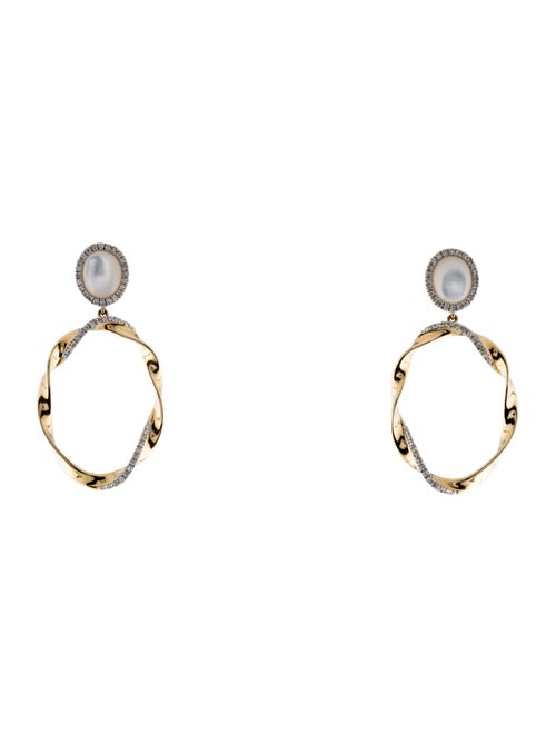 Earrings 14K Mother of Pearl & Diamond Drop Earrings