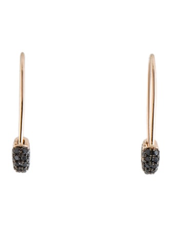 Earrings 14K Diamond Safety Pin Drop Earrings