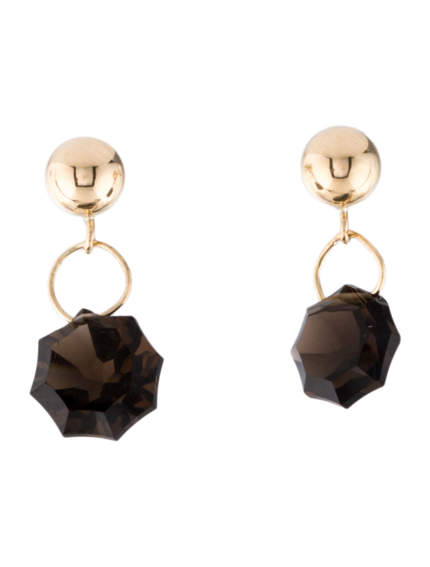 Earrings 14K Smokey Quartz Drop