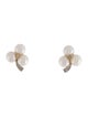 Earrings 14K Pearl & Diamond Cluster Stud Earrings