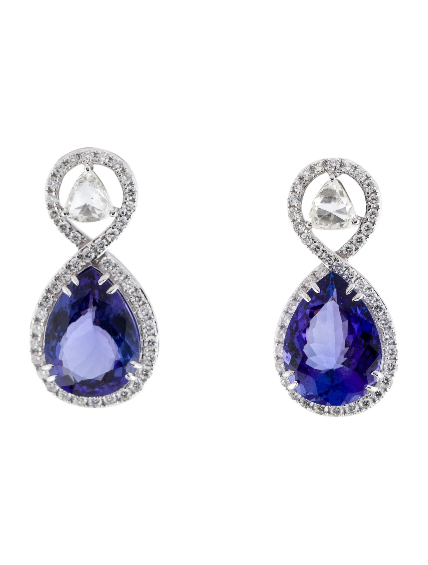 Earrings 18K 14.52ctw Tanzanite & Diamond Drop Earrings