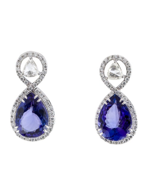 Earrings 18K 14.52ctw Tanzanite & Diamond Drop Earrings