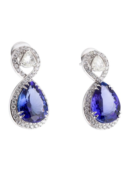 Earrings 18K 14.52ctw Tanzanite & Diamond Drop Earrings