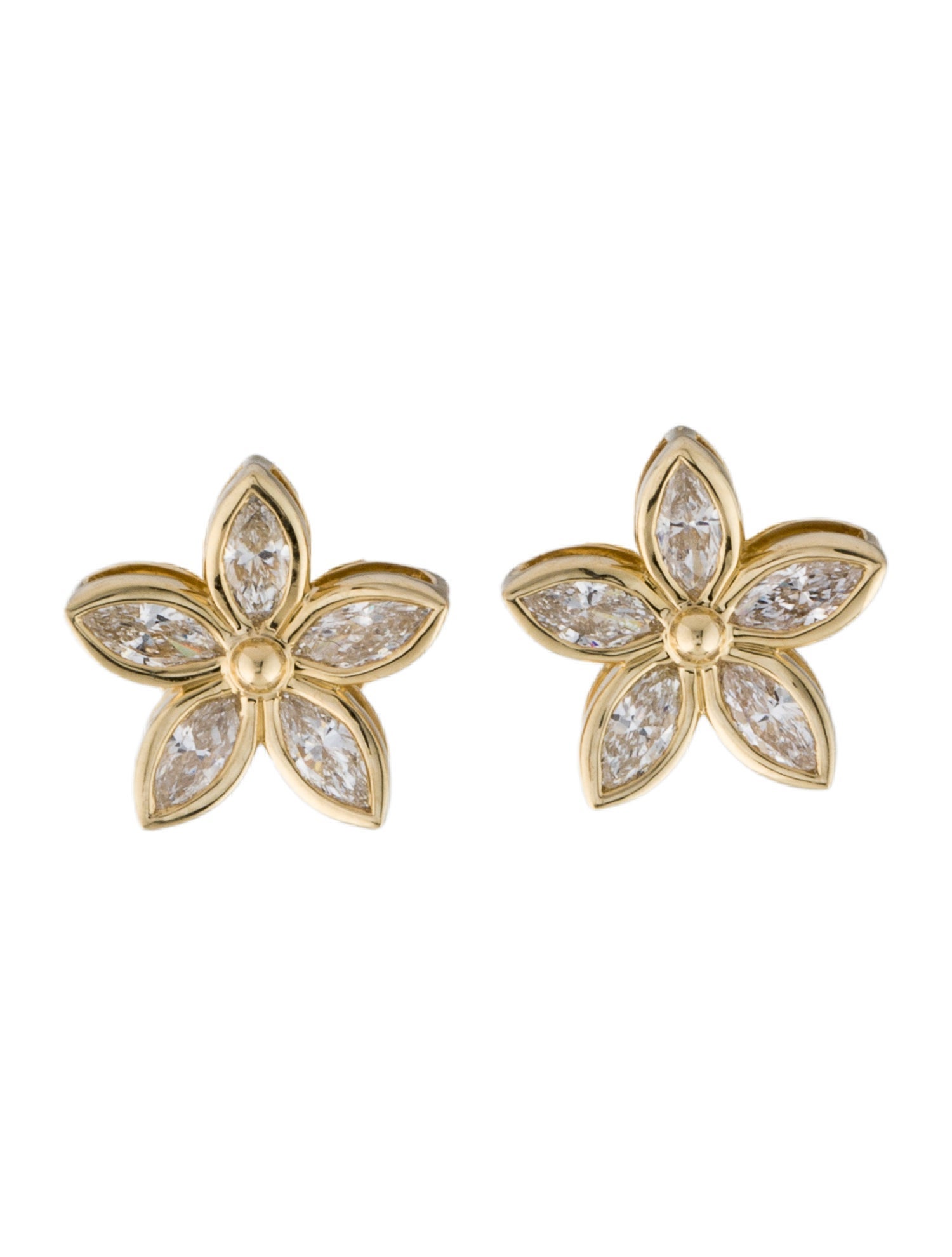 Earrings 14K Diamond Floral Stud