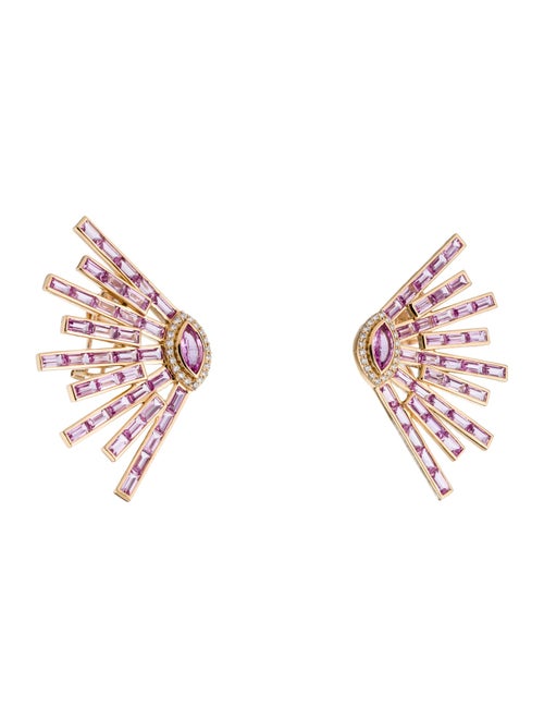 Earrings 18K 9.62ctw Sapphire & Diamond Earclip Earrings