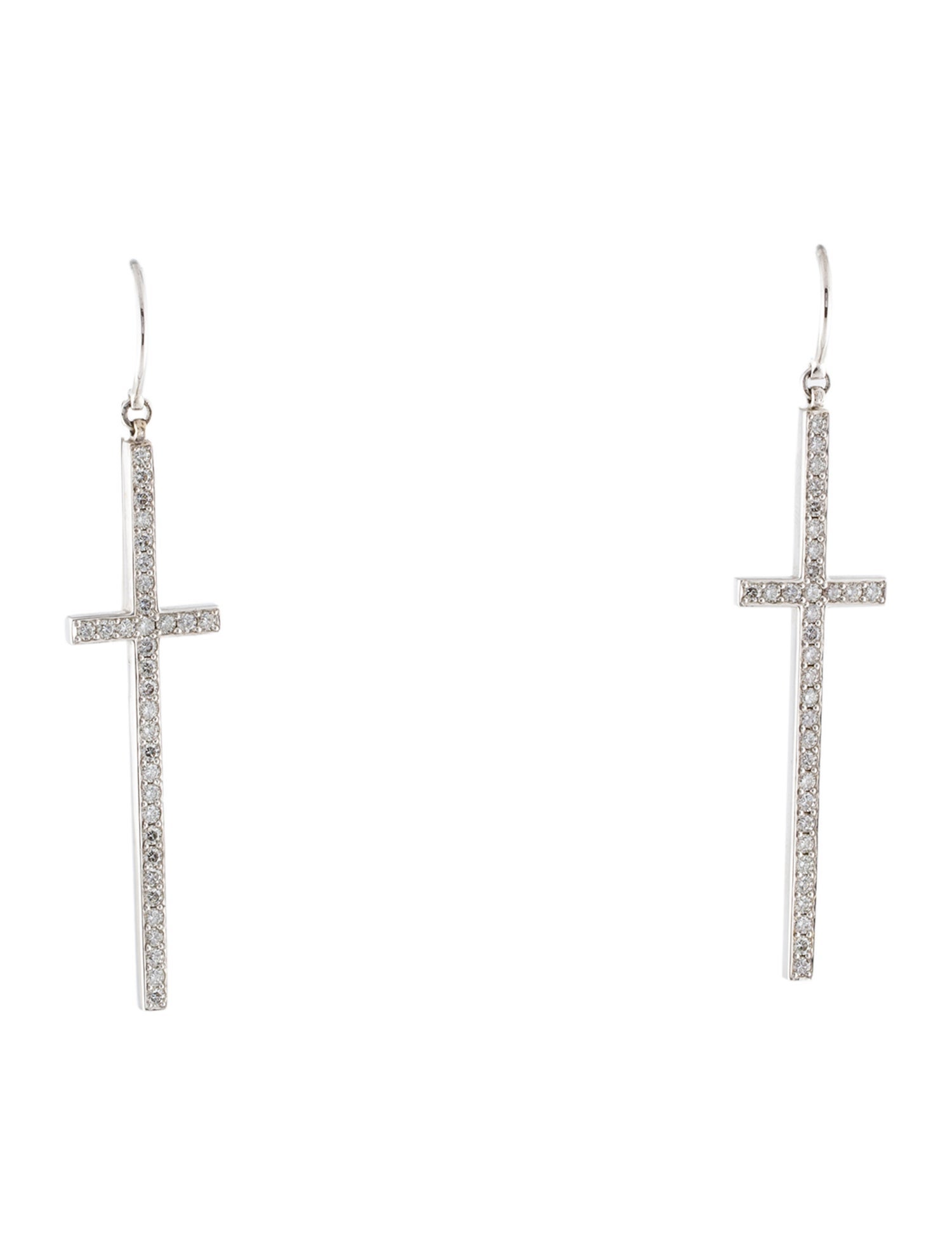 Earrings 18K Diamond Cross Drop Earrings