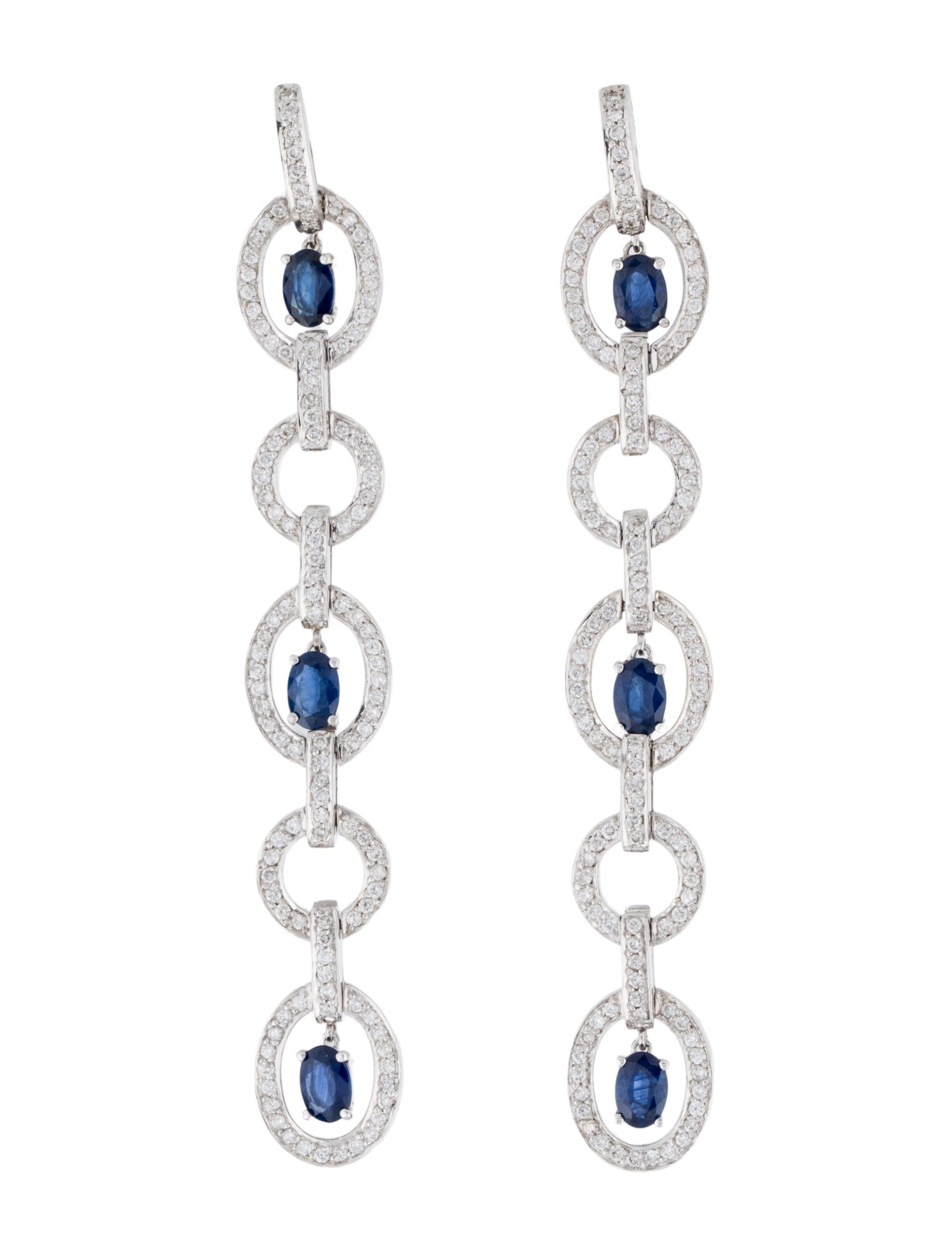 Earrings 18K Diamond and Sapphire Drop