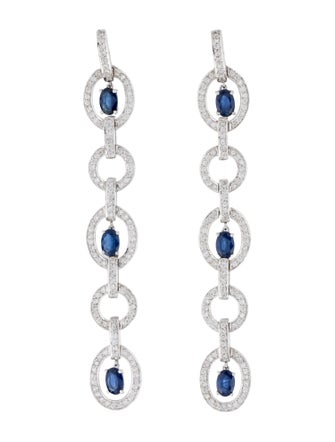 Earrings 18K Diamond and Sapphire Drop Earrings