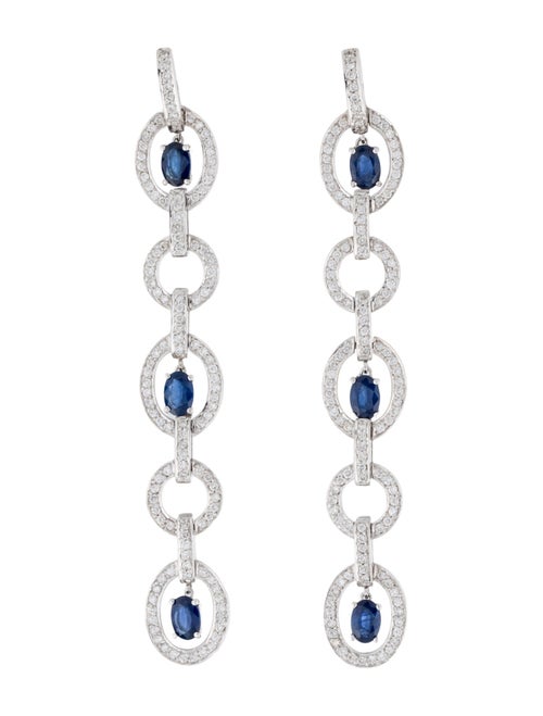Earrings 18K Diamond and Sapphire Drop Earrings