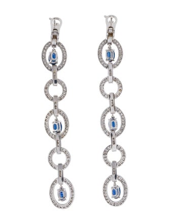 Earrings 18K Diamond and Sapphire Drop Earrings