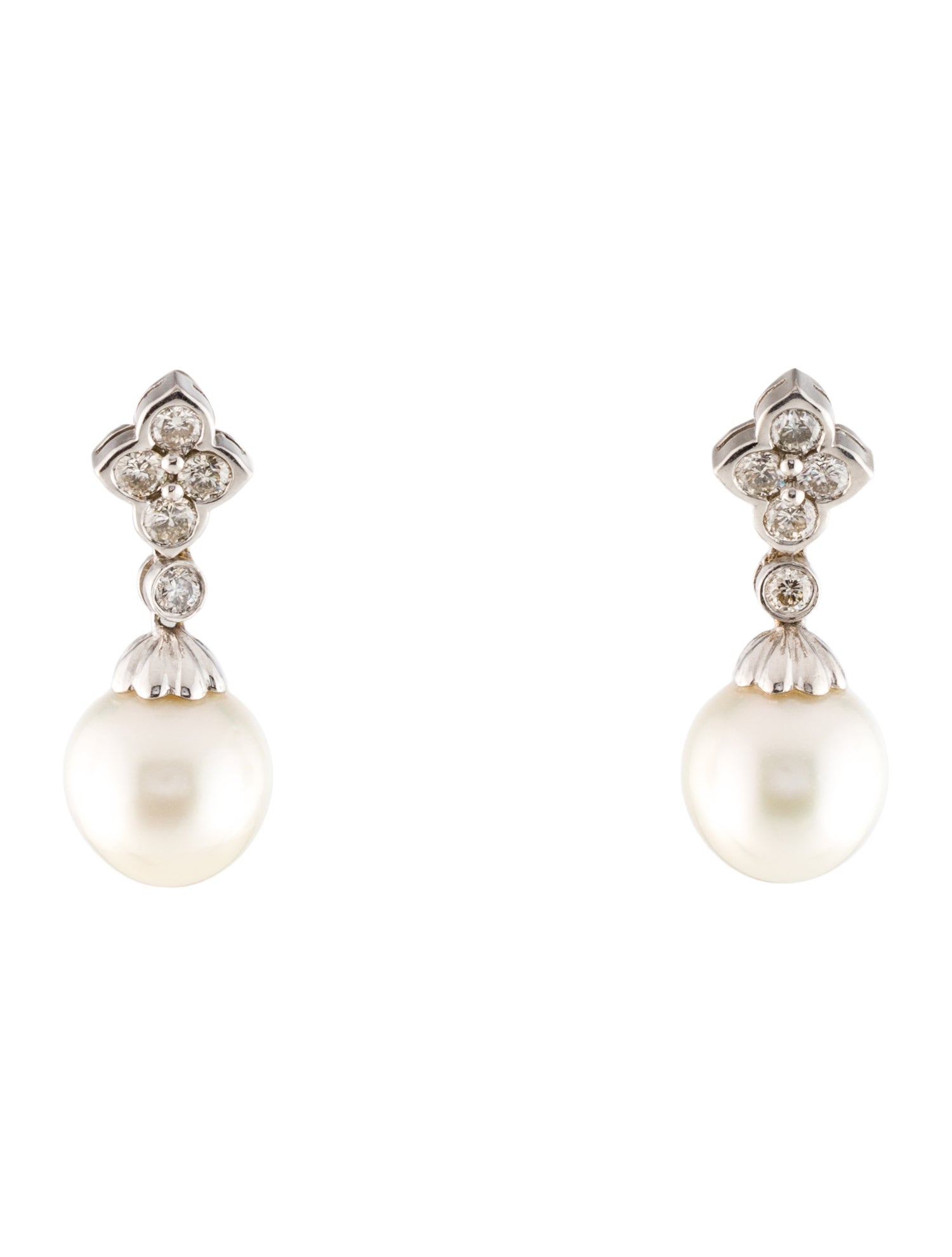 Earrings 18K Pearl & Diamond Drop