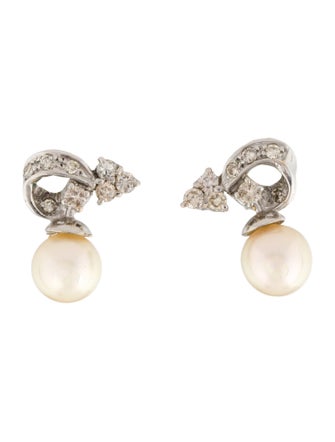 Earrings 18K Pearl & Diamond Stud Earrings
