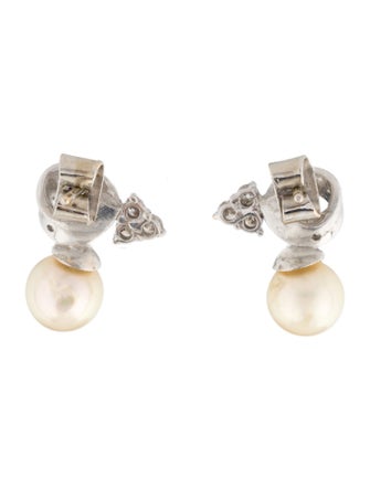 Earrings 18K Pearl & Diamond Stud Earrings