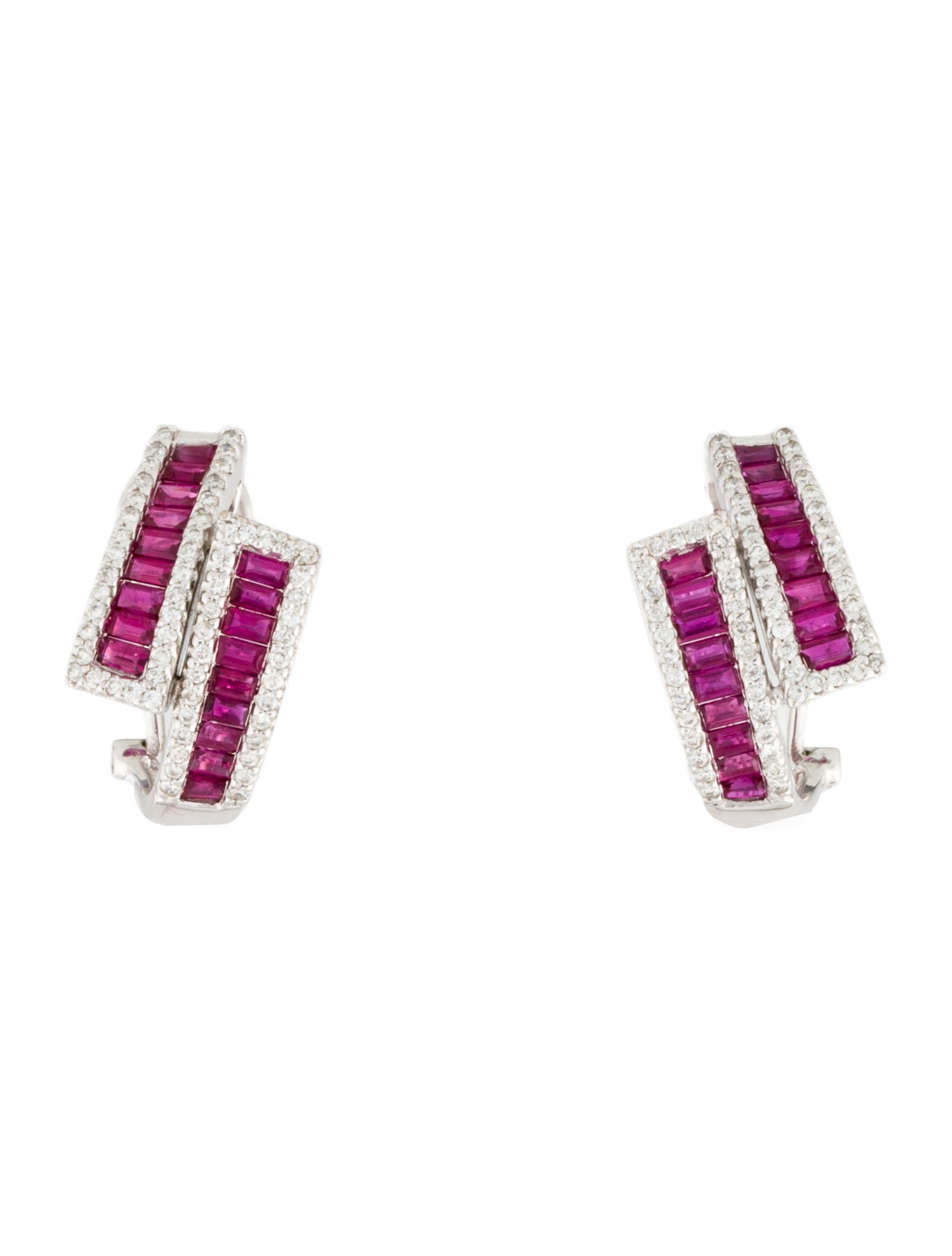Earrings 18K 1.28ct Ruby & Diamond Hoop