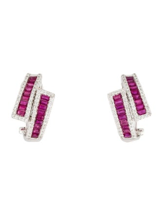 Earrings 18K 1.28ct Ruby & Diamond Hoop Earrings