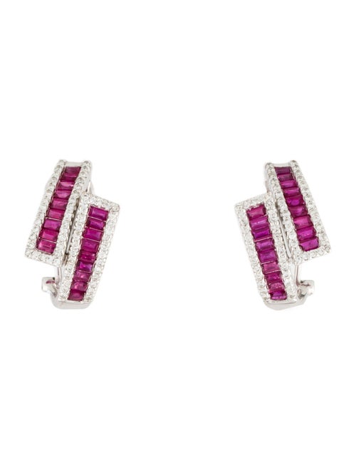 Earrings 18K 1.28ct Ruby & Diamond Hoop Earrings