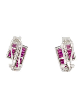 Earrings 18K 1.28ct Ruby & Diamond Hoop Earrings