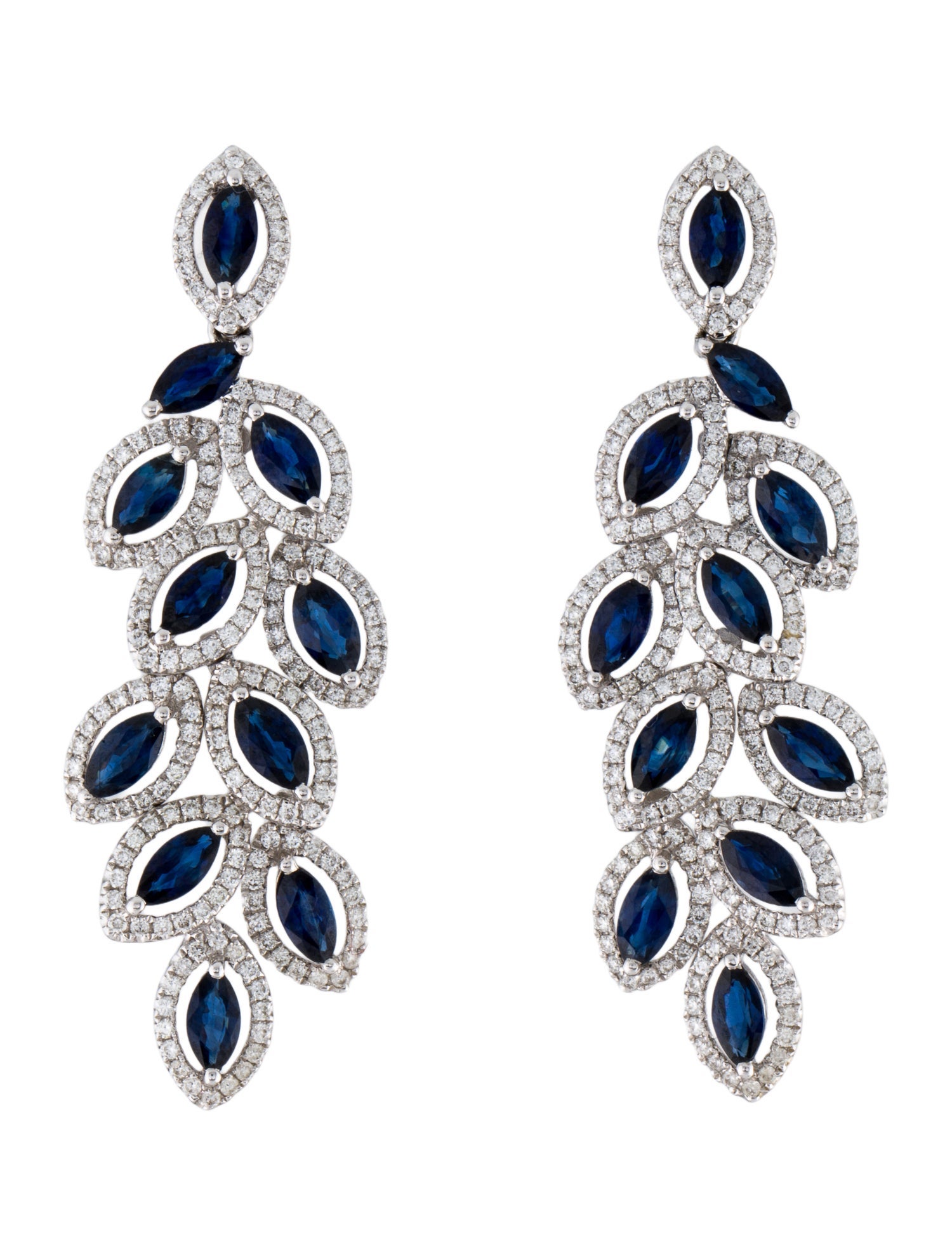 Earrings 18K 5.68ctw Sapphire & Diamond Drop