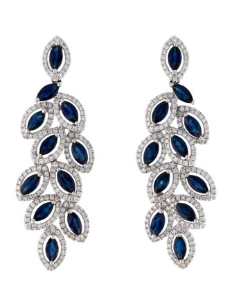Earrings 18K 5.68ctw Sapphire & Diamond Drop Earrings