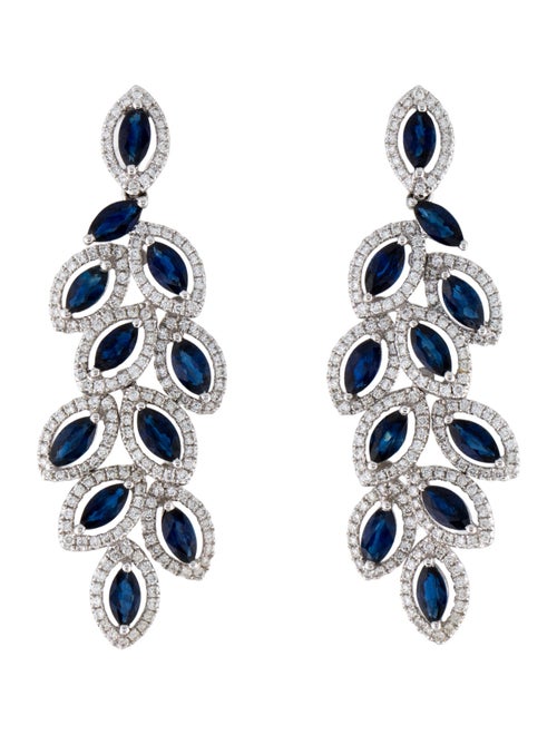 Earrings 18K 5.68ctw Sapphire & Diamond Drop Earrings