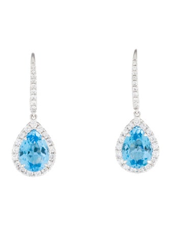 Earrings  14K 4.30cts Topaz & Diamond Drop Earrings