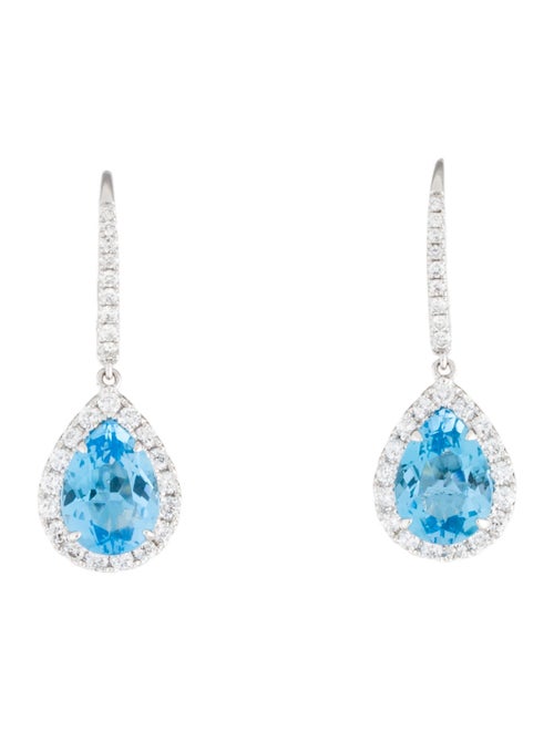 Earrings 14K 4.30cts Topaz & Diamond Drop Earrings