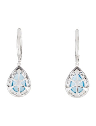 Earrings 14K 4.30cts Topaz & Diamond Drop Earrings
