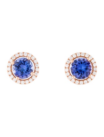 Earrings 14K Tanzanite & Diamond Stud Earrings