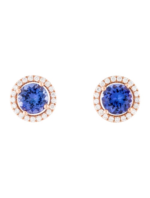 Earrings 14K Tanzanite & Diamond Stud Earrings