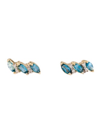 Earrings 14K Topaz & Diamond Stud Earrings