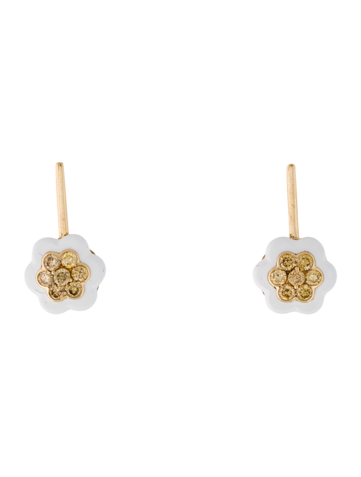 Earrings 18K Diamond Flower Drop