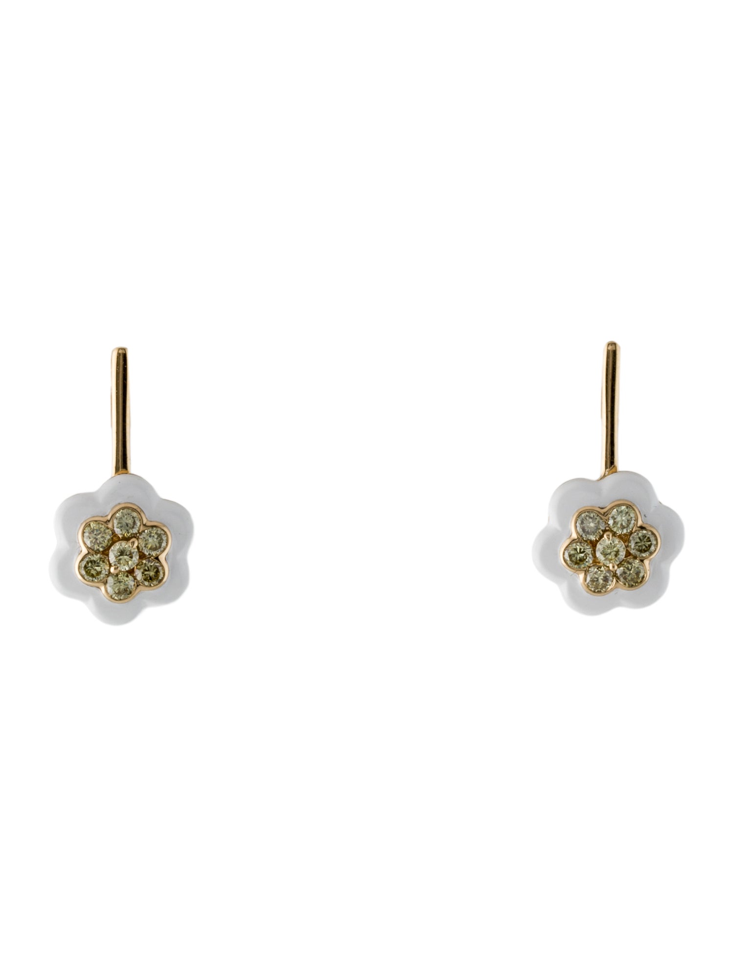 Earrings 18K Diamond & Ceramic Flower Stud