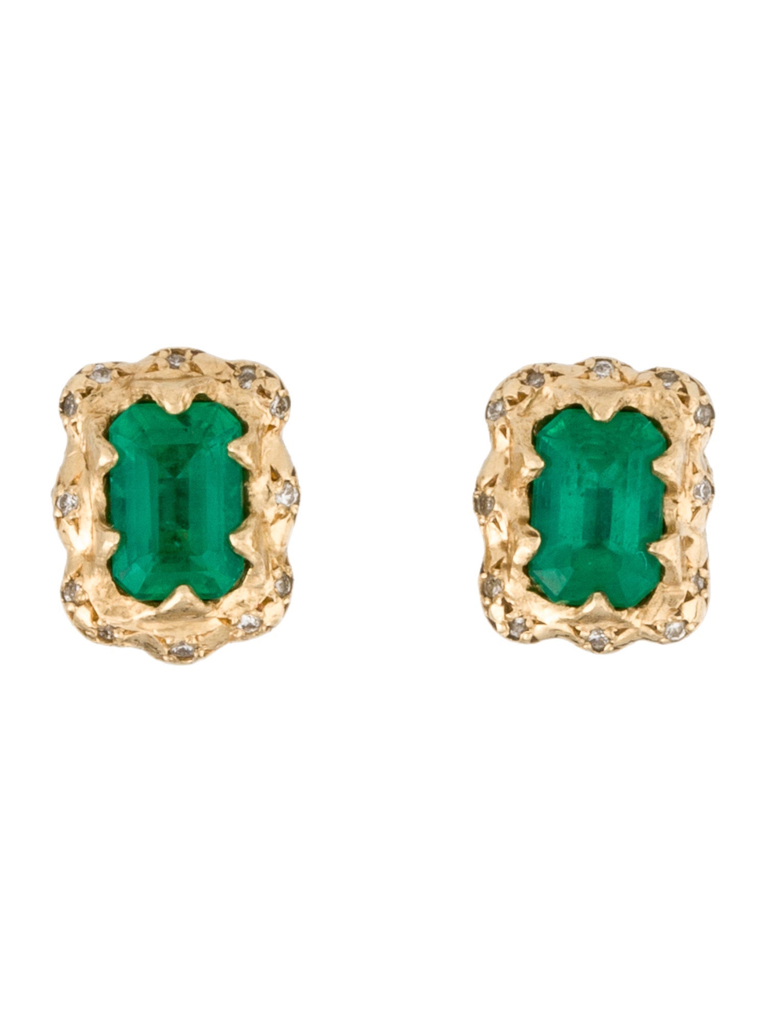Earrings 14K 1.19ctw Emerald & Diamond Stud