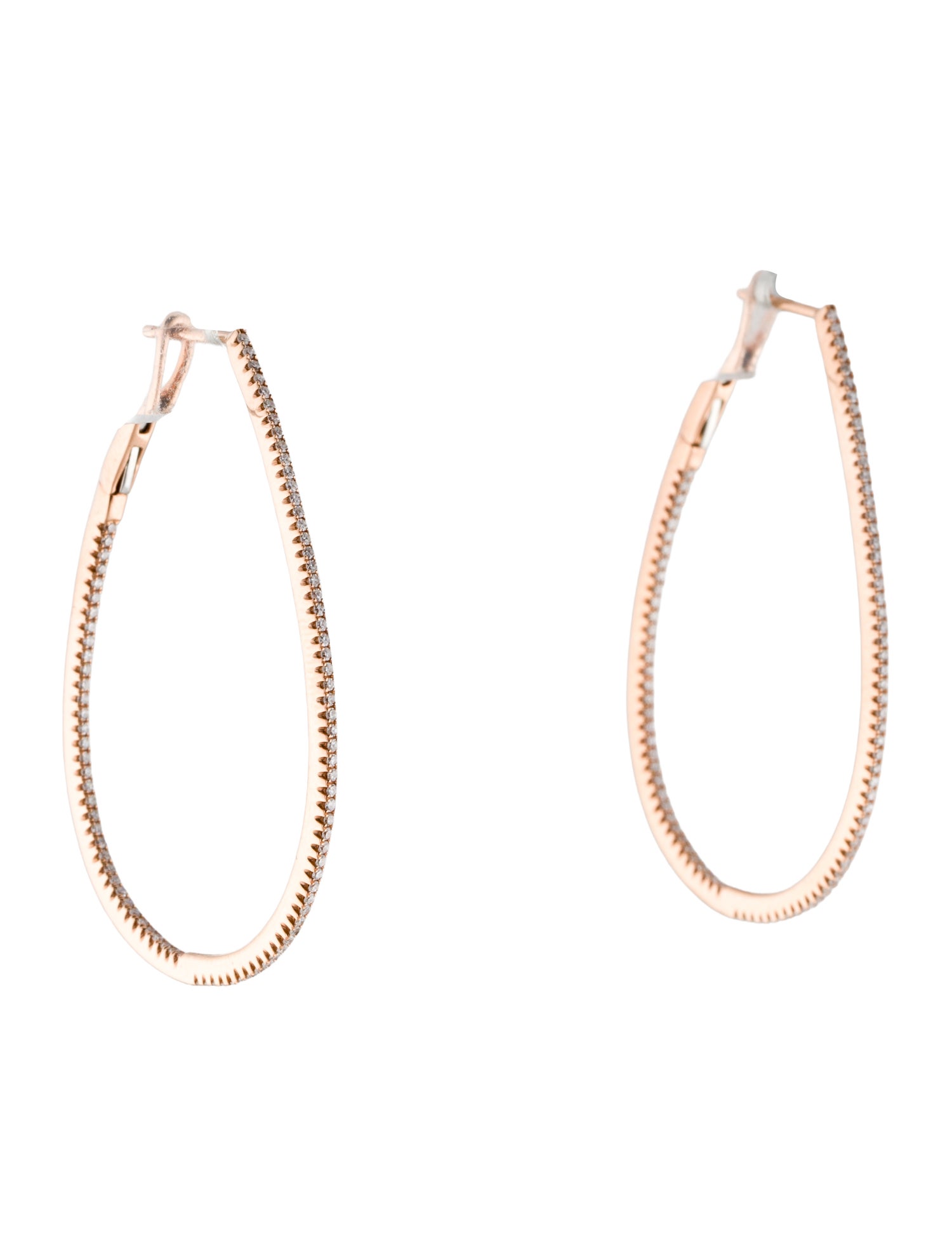 Earrings 14K Diamond Pavé Pear-Shaped Inside-Out Hoop Earrings w/ Tags