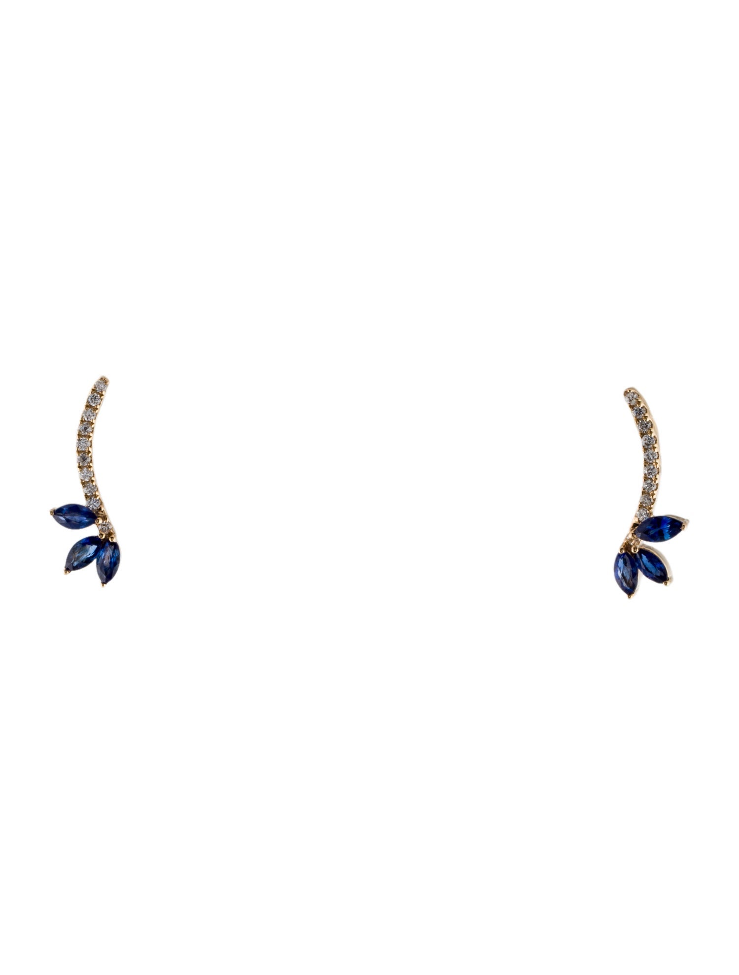 Earrings 14K Sapphire & Diamond Ear Climbers