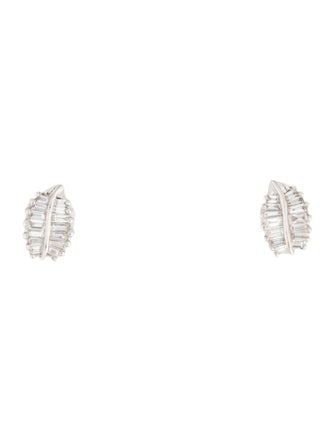 Earrings 14K Diamond Leaf Stud Earrings