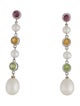 Earrings 14K Pearl & Multistone Drop Earrings