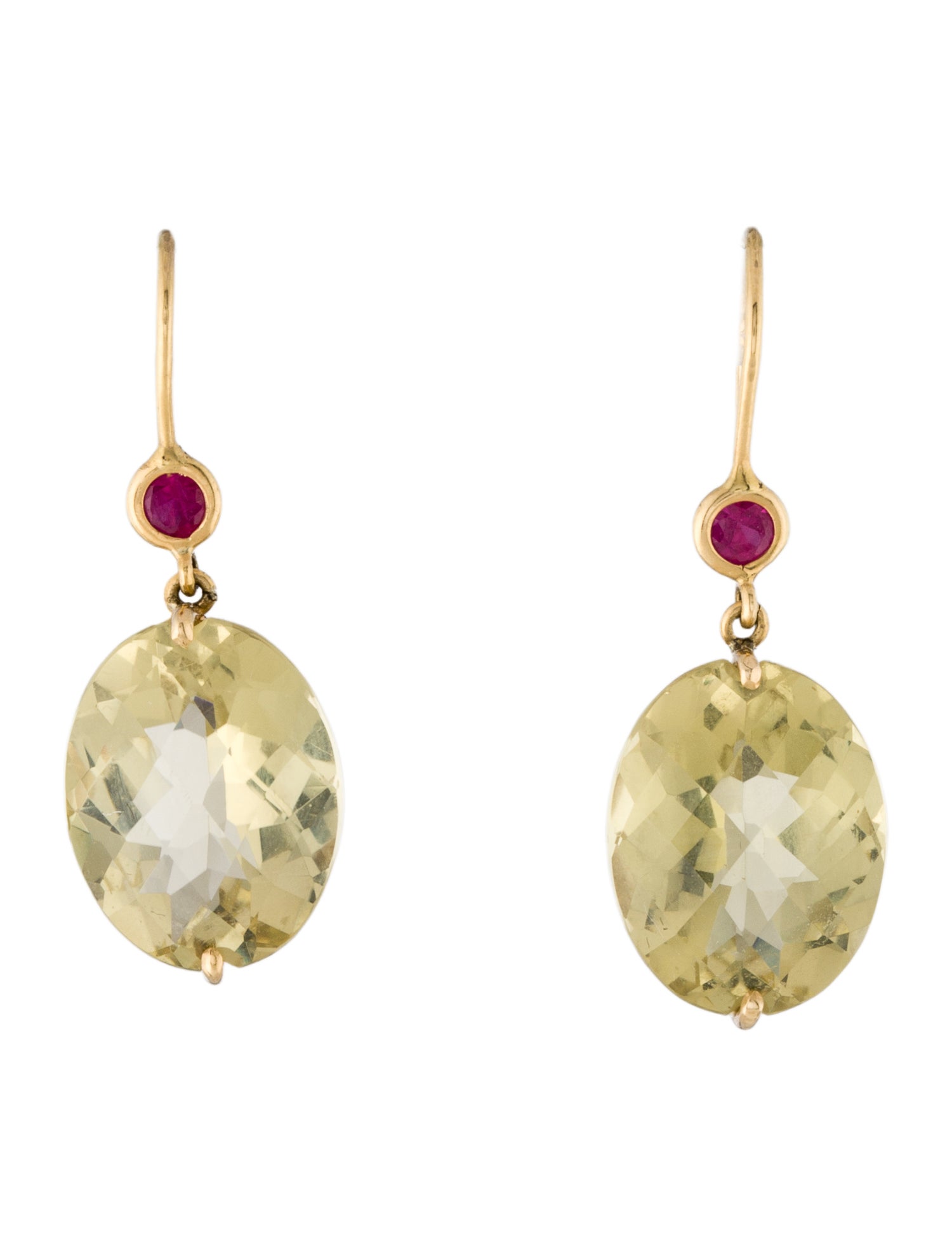 Earrings 18K Citrine & Ruby Drop