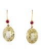 Earrings 18K Citrine & Ruby Drop Earrings