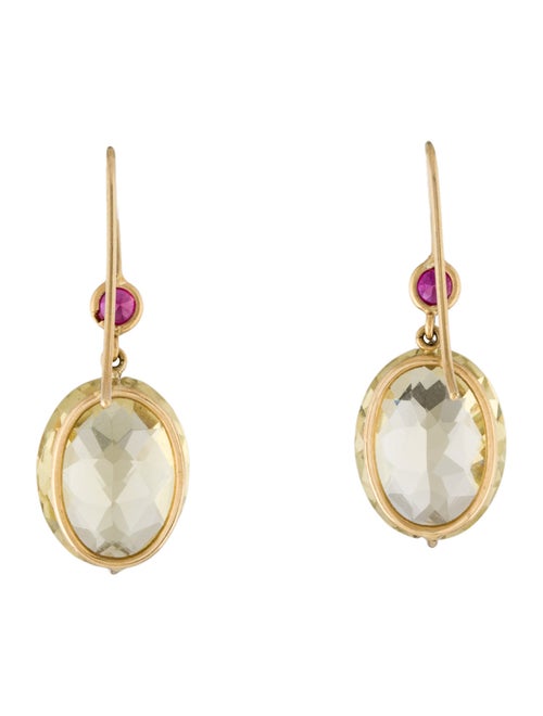 Earrings 18K Citrine & Ruby Drop Earrings
