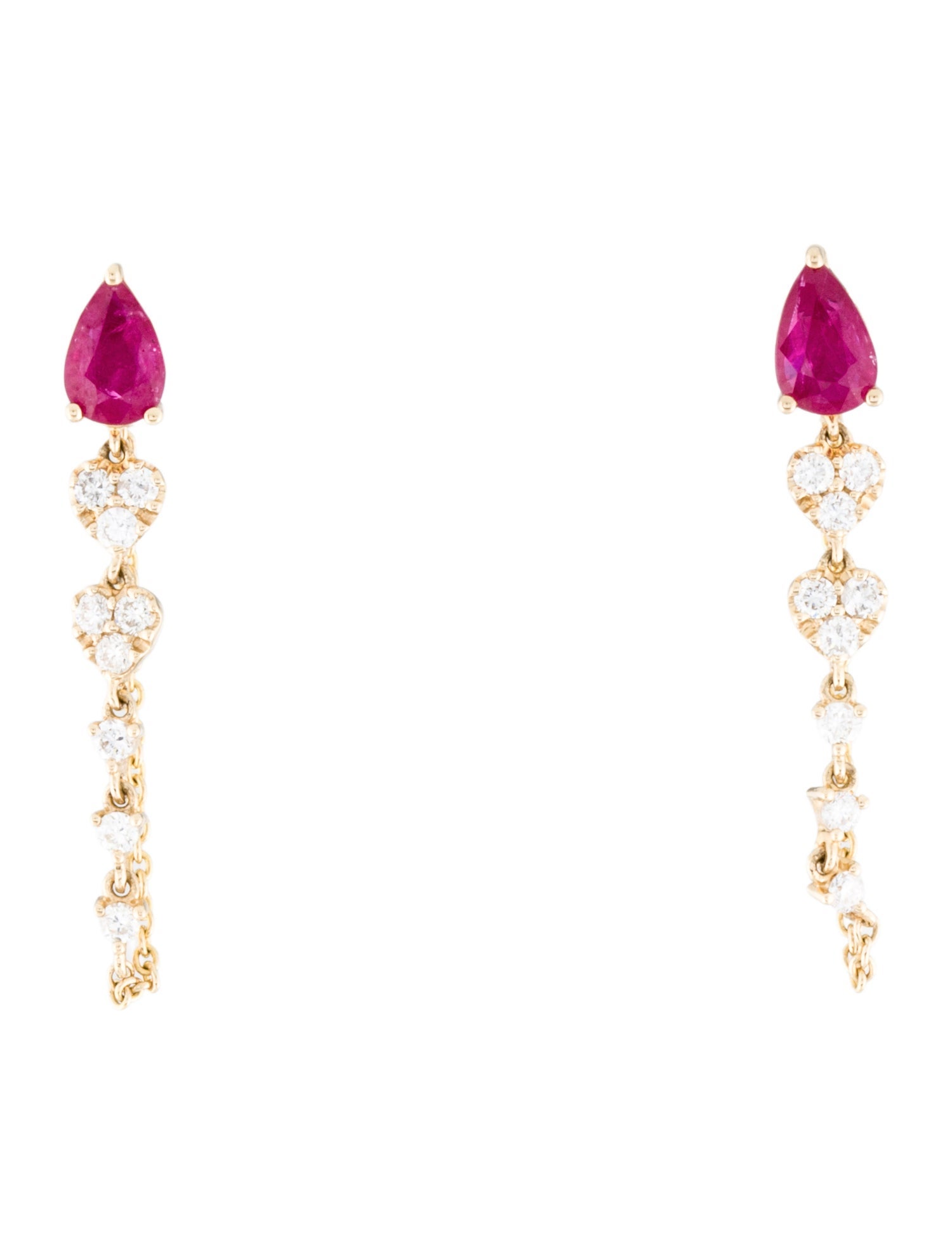 Earrings 14K Ruby & Diamond Drop