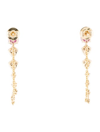 Earrings 14K Ruby & Diamond Drop Earrings
