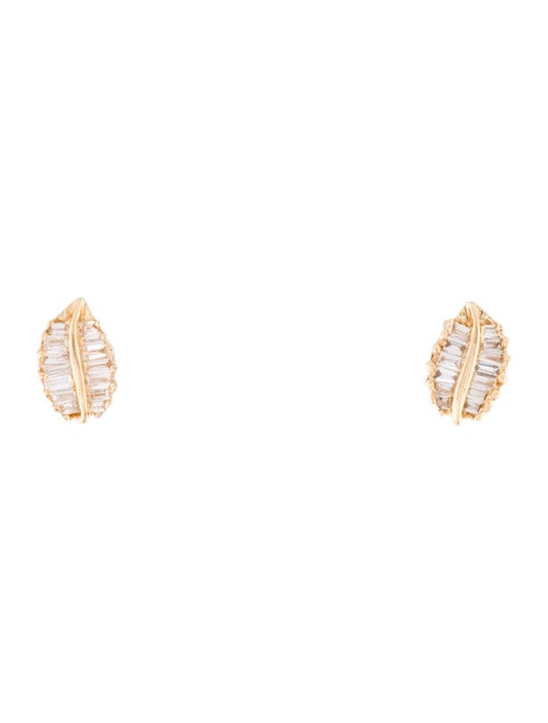 Earrings 14K Diamond Leaf Stud Earrings