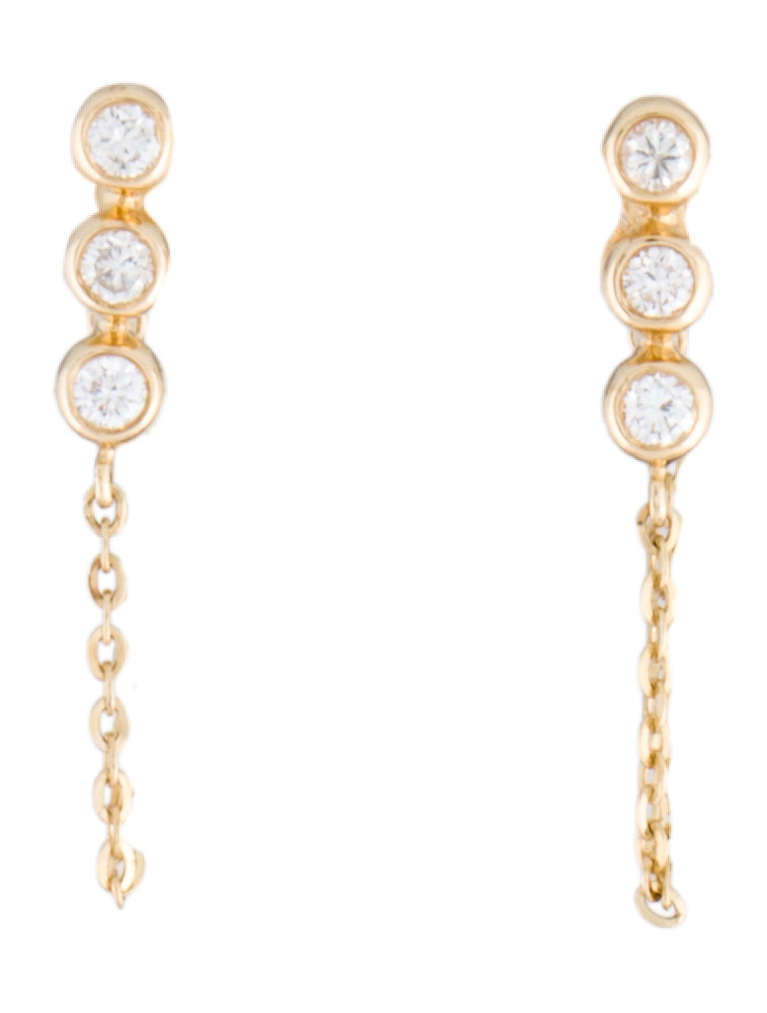 Earrings 14K Diamond Chain Drop