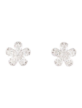 Earrings 14K 1.20ctw Diamond Flower Stud Earrings