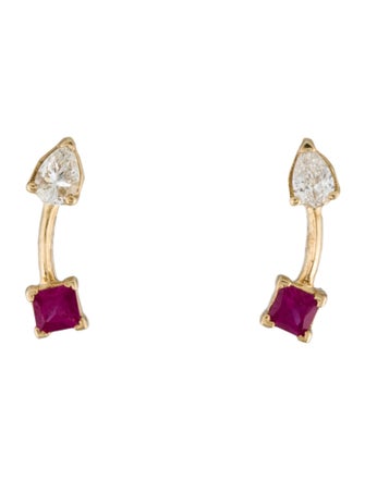 Earrings  14K Ruby & Diamond Stud Earrings
