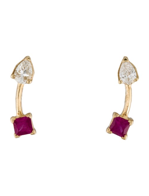 Earrings 14K Ruby & Diamond Stud Earrings